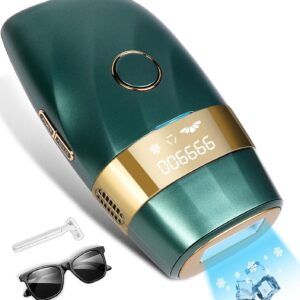 Laser Hair Removal for Women and Men : New Upgraded at Home Use IPL Hair Removal Device Permanent & Protection – 5 Levels Laser Hair Removal for Face Legs Arms and Whole Body Green