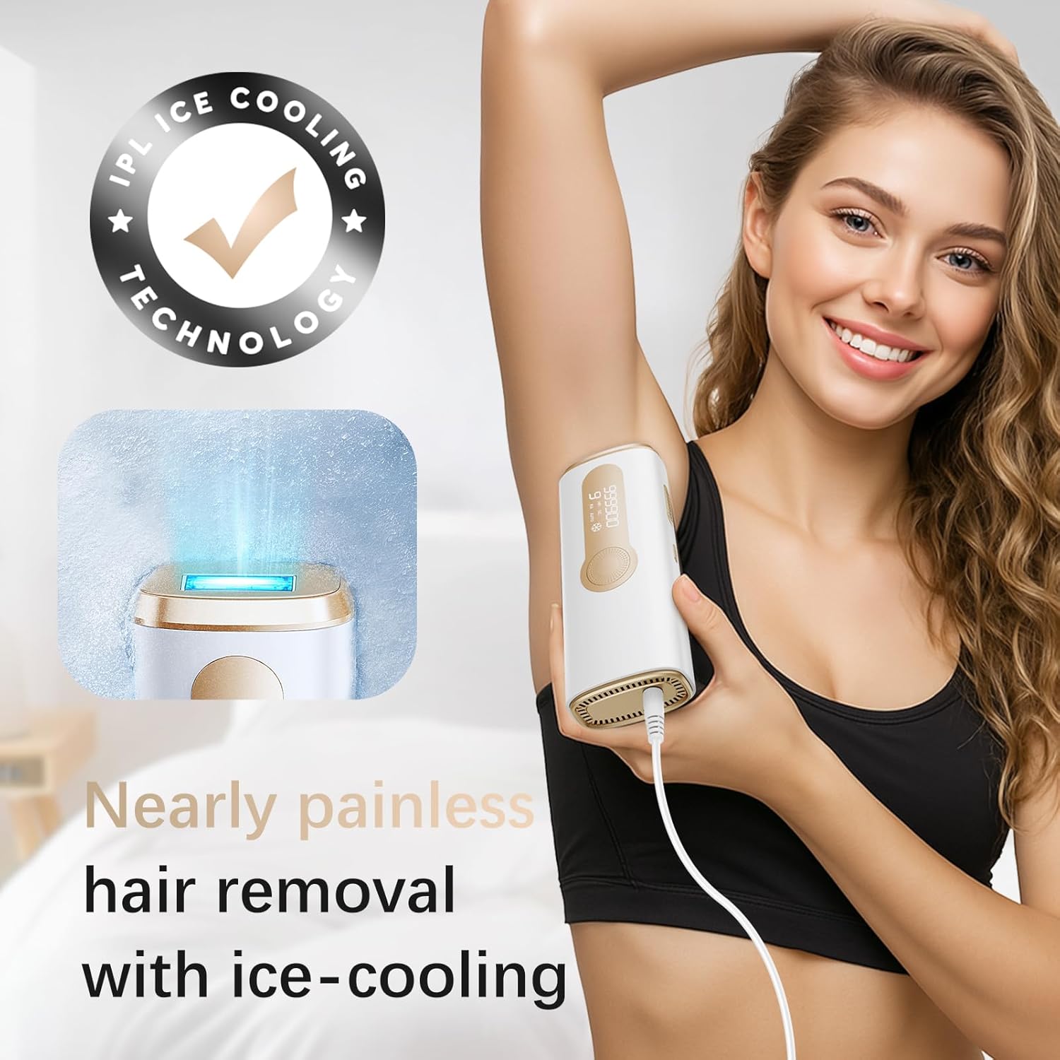 IPL Laser Hair Removal Device for Women & Men - Safe At-Home 45°F Ice-Cooling Contact for Painless & Long-Lasting Results, 86% Less Hair In 3 Weeks for Full Body & Face, White - Image 2