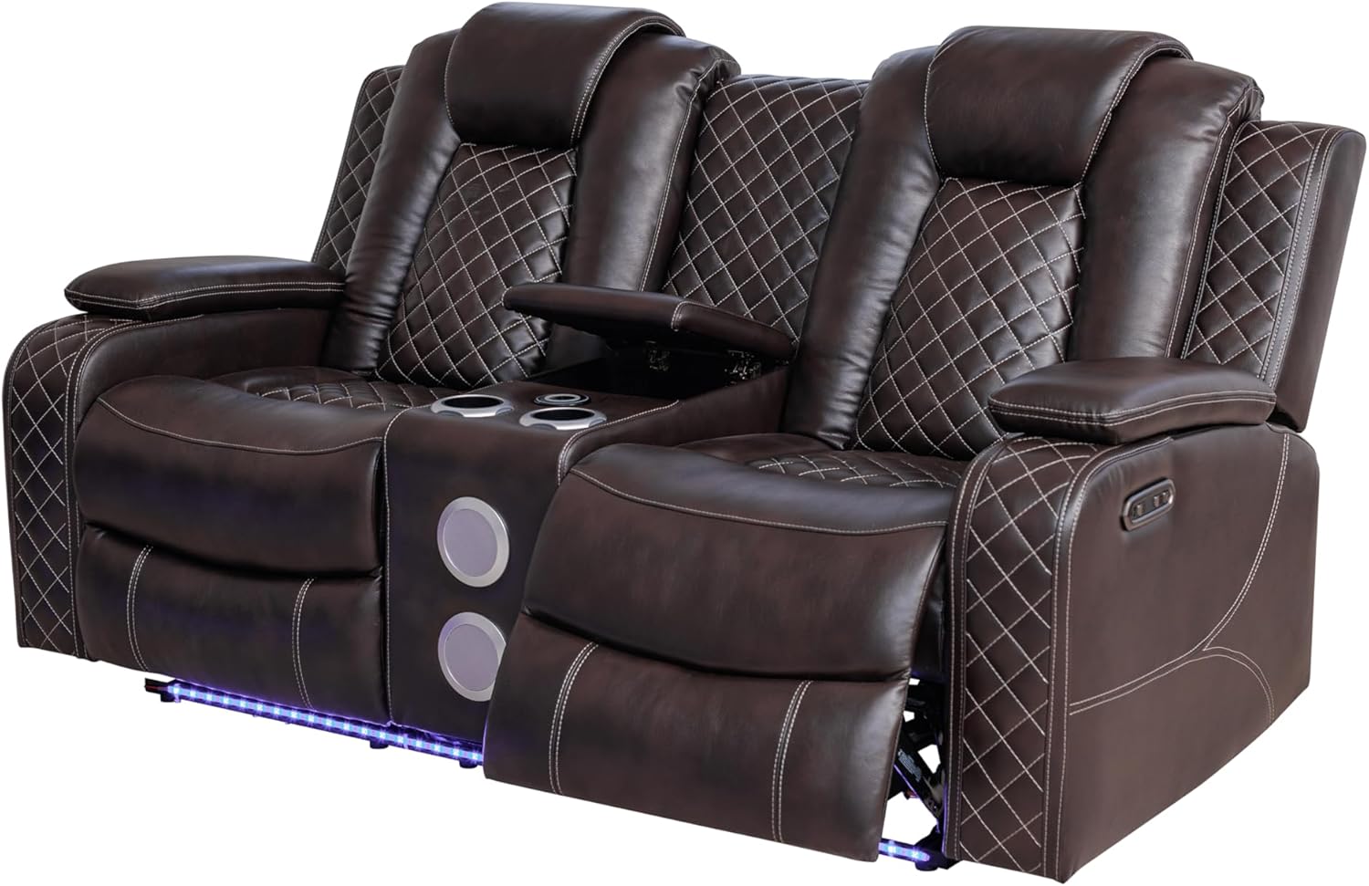 Ball & Cast Power Recliner Sofa Set Leather Reclining Sofa Set Living Room Furniture Set 3PCS Recliner Couch Loveseat & Chair Sets with Coffee Table,Reading Light,Cup Holders for Home Theater Seating - Image 7