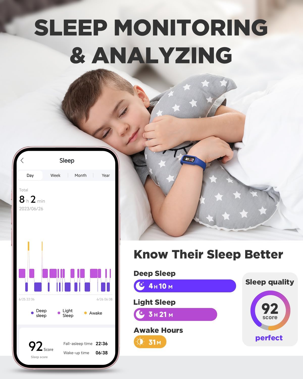 BIGGERFIVE Vigor 2 L Kids Fitness Tracker Watch for Boys Girls Ages 5-15, Activity Tracker, Heart Rate Sleep Monitor, IP68 Waterproof, Pedometer, Calorie Step Counter Watch, Blue - Image 5