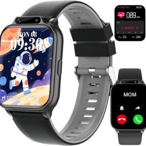 Kids Waterproof Smart Watch with Fitness Tracker Sports Activity Pedometer Heartrate SpO2 Stress Monitor Flashlight APP HD Touch Screen Camera Games Music for 4-13 Year Old Boys Gifts for Kids