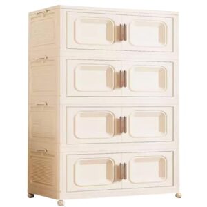 RUJHGL Storage Bins with Lids Foldable Plastic Storage Box Extra Large Stackable Storage Bins with Wheels and Doors for Clothes