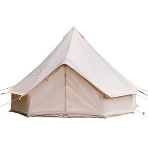 DEKIMOW 4 Season Cotton Canvas Yurt Tent with Stove Jacks, 6M/20ft Waterproof Canvas Bell Tent, Big Space Camping Yurt Style Tent for Family Camping Picnic