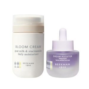 Beekman 1802 Bakuchiol Better Aging Bundle with Bloom Cream Goat Milk Moisturizer and Dream Booster Bakuchiol Serum