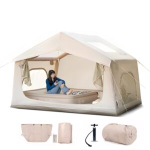 Automatic Inflatable Tent, 2-4 Person Sport Tent with Skylights, Pump and Relief Valve, Panorama Gate, Waterproof and Windproof, Easy Setup, Inflatable Camping Tent for Camping, Picnics(8 square metre