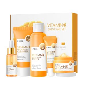 Skincare Gift Set for Teenage Girls,Vitamin C Skin Care Set – 5 Piece Gentle Skin Cleaning & Care Travel Size Kit With Cleanser, Toner, Face Serum,Eye Cream,Face Cream Brighten Face Skin Care Kit