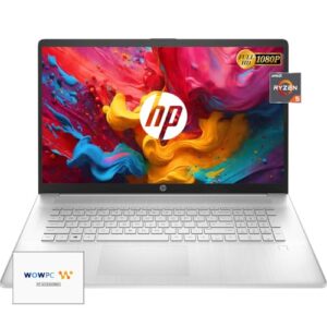 HP 2024 New 17 inch Laptop, AMD Ryzen 5 5500U 6-Cores Processor(Beat i7-1250U), 17″ FHD (1080p) IPS Display, 64GB RAM, 2TB SSD, Fingerprint Reader, Windows 11 Pro, w/WOWPC Recovery USB