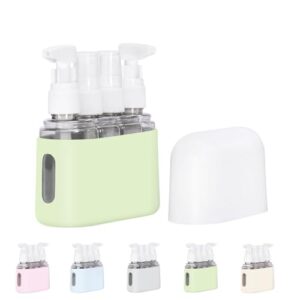 2026 New Mini Shampoo Dispenser Portable Travel Bottle Set,Leak Proof Pump Bottles Containers Travel Size Containers Airplane Accessories Kits,for Liquid, Lotion, Shower Gel (Light Green)