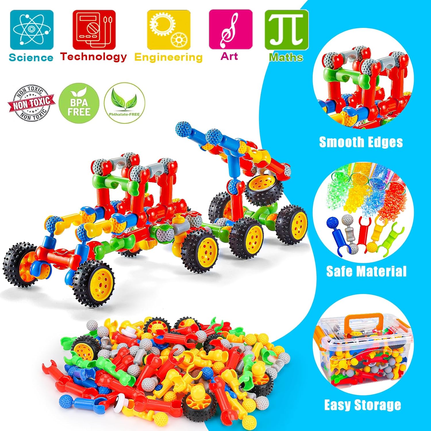 Kids STEM Building Toys for 3 4 5 6 7 8+ Year Old Boy Girl Birthday Gift, 125 Pcs Preschool Classroom Educational Building Blocks Stem Kits Activities Ages 3-5 4-8 5-7 6-8 Engineering Creative Games - Image 6