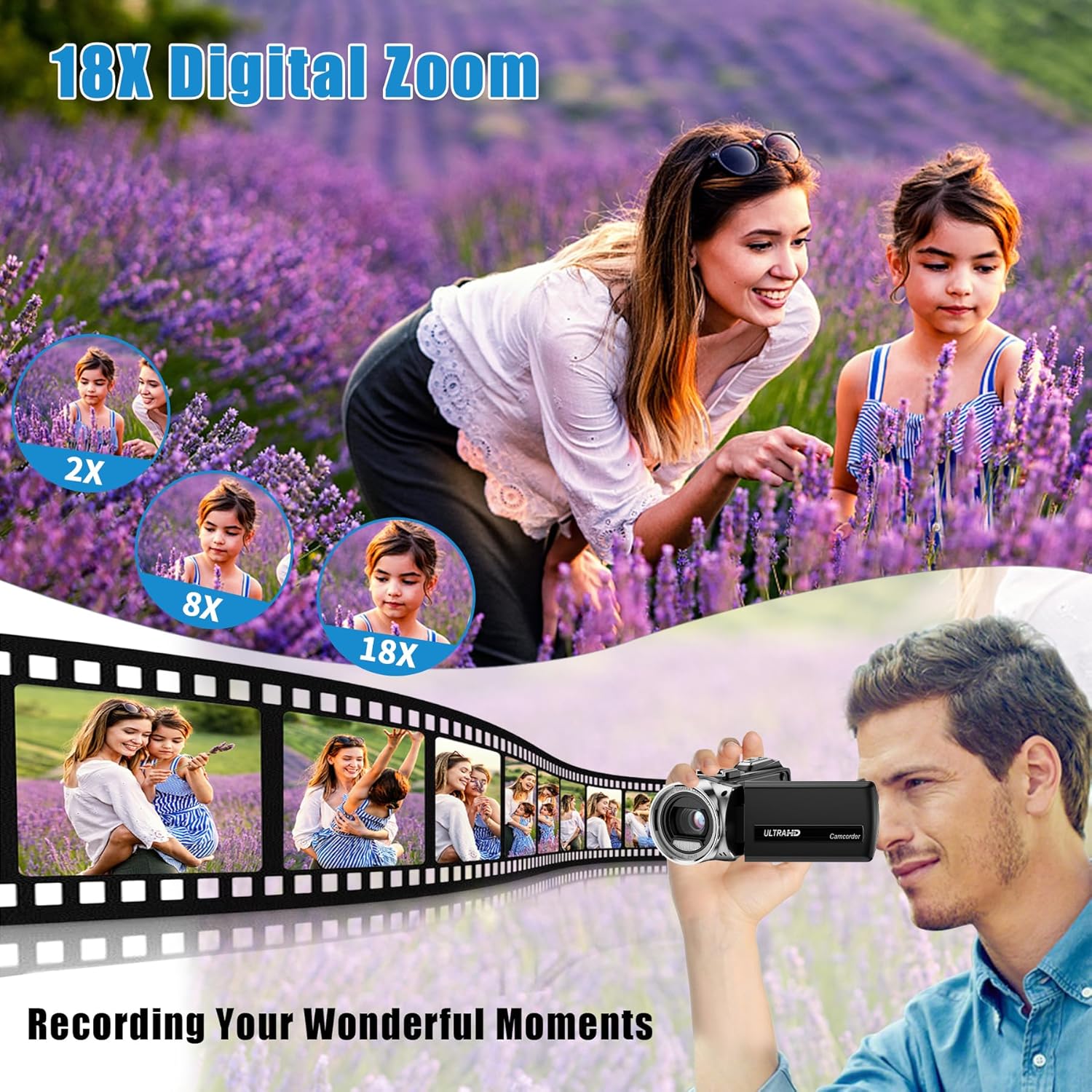 Video Camera Camcorder FHD 1080P 36MP YouTube Vlogging Camera Recorder 3.0 Inch 270 Degree Rotation Screen 18X Digital Zoom Camcorders with Microphone,32GB SD Card and 2 Batteries - Image 9