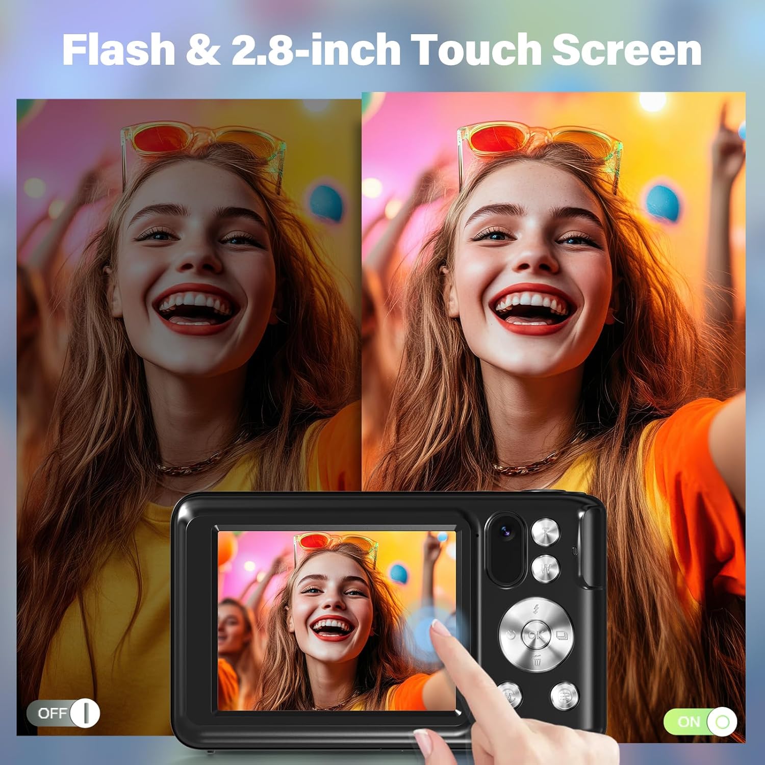 5K Digital Camera for Photography, WiFi 64MP Autofocus Dual Lens Vlogging Camera with Touch Screen, 6X Optical Zoom Compact Point and Shoot Cameras for YouTube, 32GB Card,2 Batteries,Black - Image 4