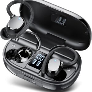 Ear Buds Wireless Bluetooth Earbuds Sport 2026 New Bluetooth 5.3 Headphones with LED Display 128H Playtime Powerful Bass Over Ear Earphones with Earhooks IP7 Waterproof for Gym/Running/Workout