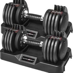 CAP Barbell ADJUSTABELL Adjustable Round Dumbbell Weights – Singles & Pairs | 12.5 lb, 25 lb & 55 lb | Multiple Handle Options