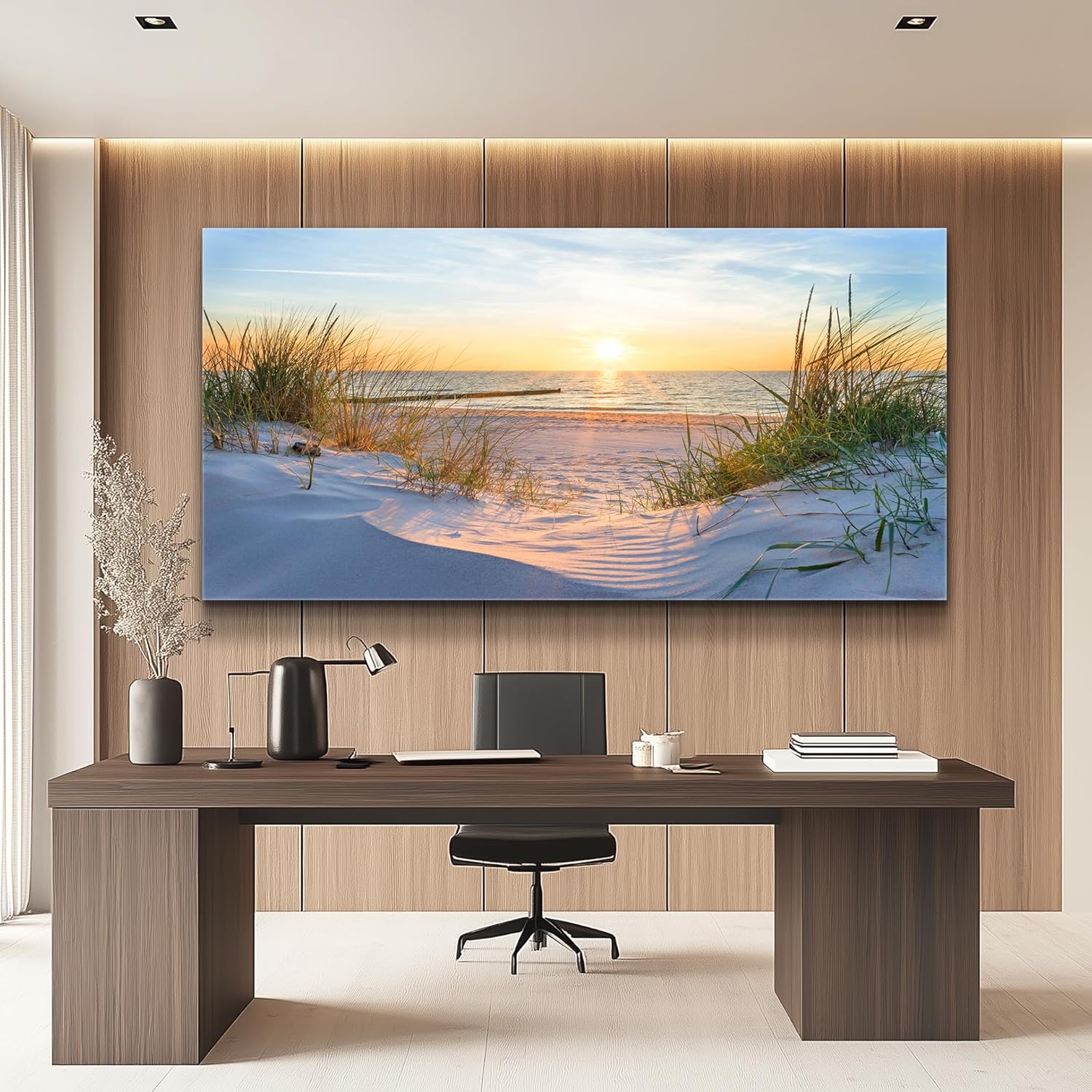 Canvas Wall Art For Living Room Super Large Size Wall Decor For Office Canvas Art Framed Pictures Artwork Blue Sun Beach Grass Ocean Landscape Paintings Bedroom Decor Seascape Draw Home Decorations - Image 8