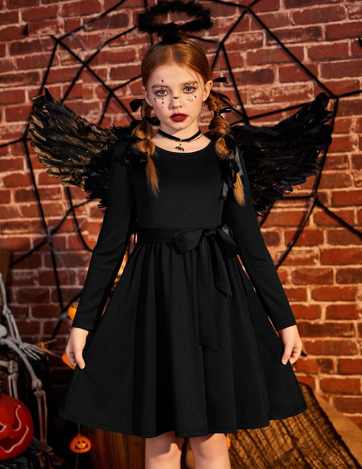 Arshiner Girls Dresses Puff Long Sleeve Fall Winter Formal Party Belted Dress with Pockets 6-14Y - Image 2