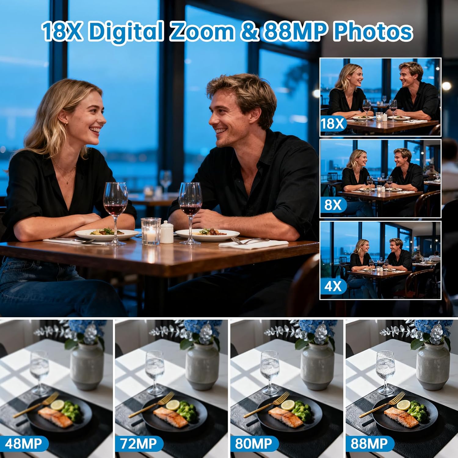 8K Video Camera Camcorder 2025 Latest 88MP Ultra HD Video Cameras Wifi Vlogging Camera for YouTube 18X Digital Video Cameras with 32G Card Microphone 6-Axis Anti-Shake IR Night Vision Video Recorder - Image 3