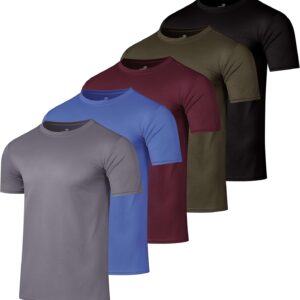 Real Essentials 5 Pack: Men’s Mesh Short Sleeve Crew Neck T-Shirt – Workout Gym Active Athletic Tee (Big & Tall Available)