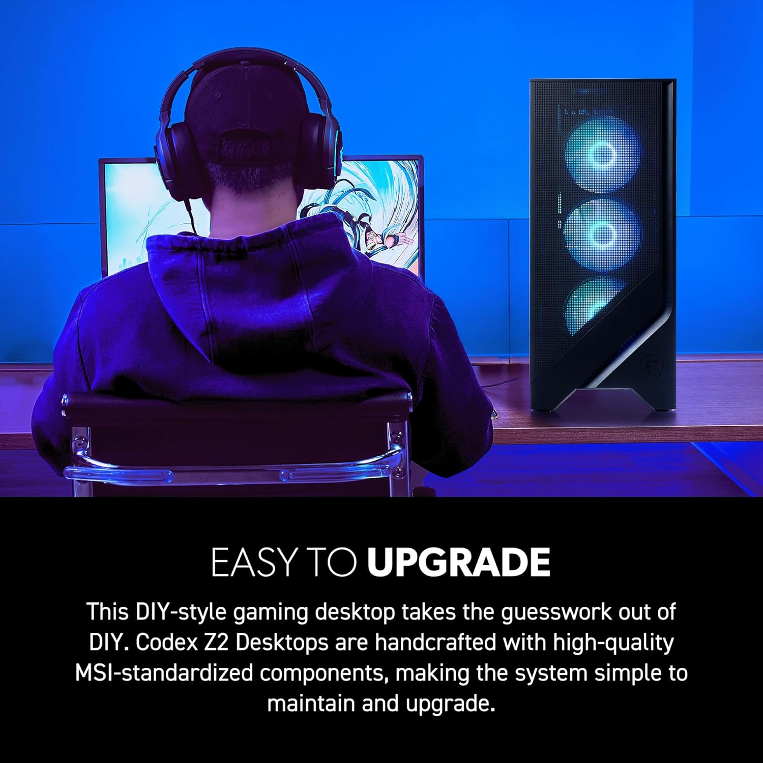 MSI Codex Z2 Gaming Desktop: AMD R7-8700F, GeForce RTX 5070, 32GB DDR5, 2TB m.2 NVMe SSD, USB Type-C, VR-Ready, Windows 11 Home : A8NVP-436US - Image 7