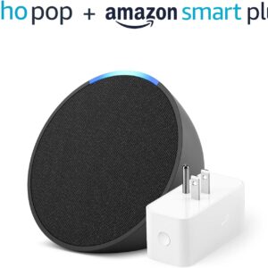 Amazon Echo Pop Charcoal with Amazon Smart Plug, with Alexa+ Early Access