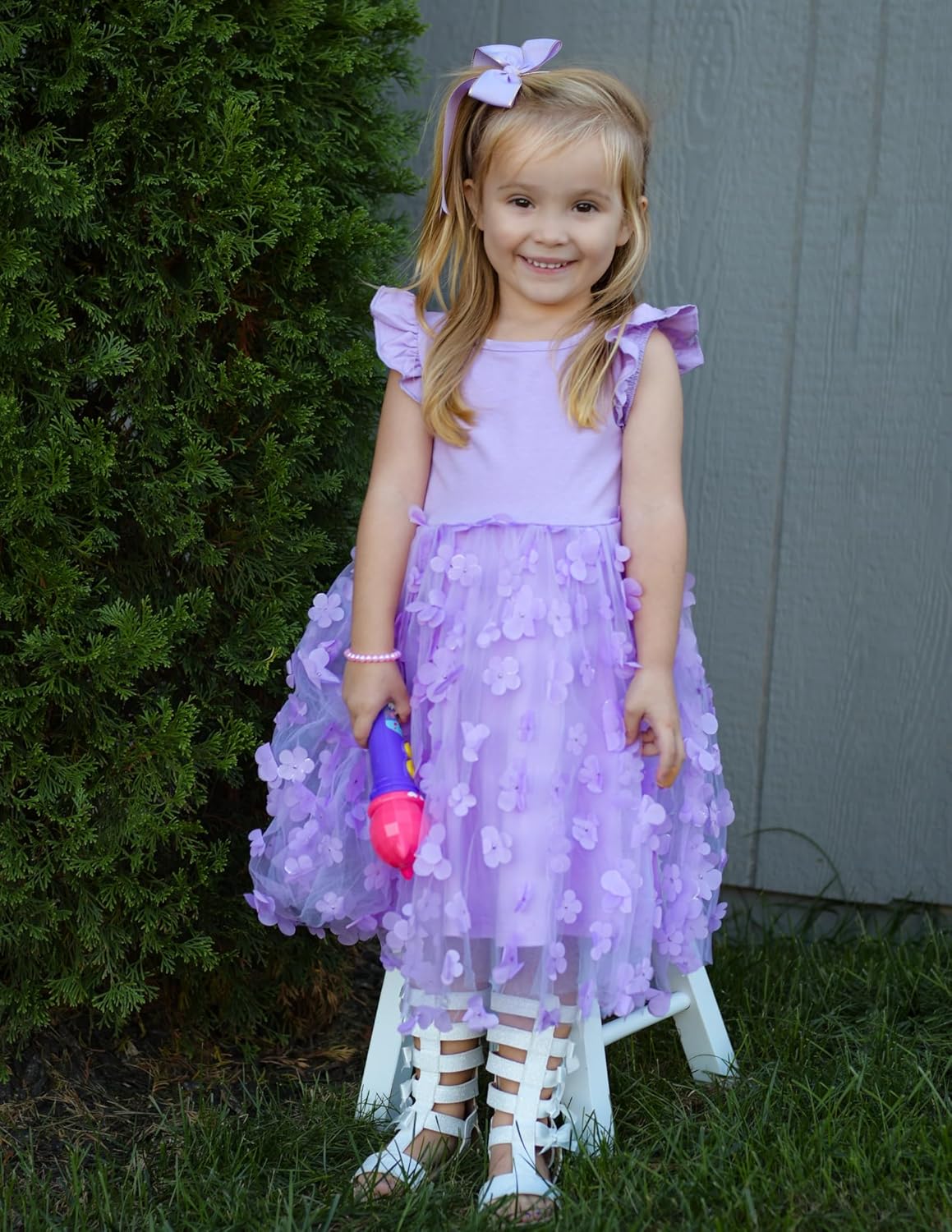 Flypigs Toddler Tutu Dress Girls Ruffle Tulle Dresses Cute Summer Party Princess Sundress for 2-7Y - Image 4