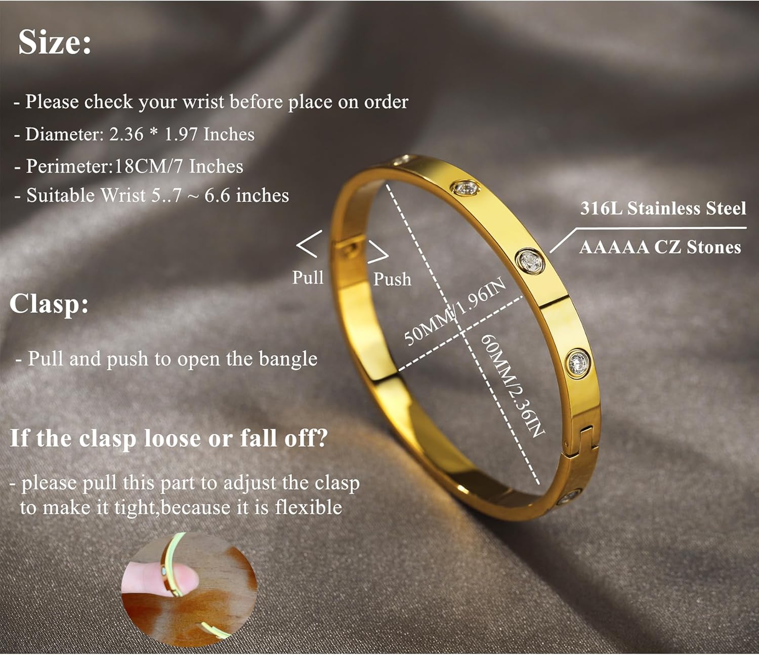 A D. ALLEN & DANMI. 18 K Gold Plated Love Bangle Bracelet Set Flexible Wide Wristband Bangle Bangle Set for Love - Image 2