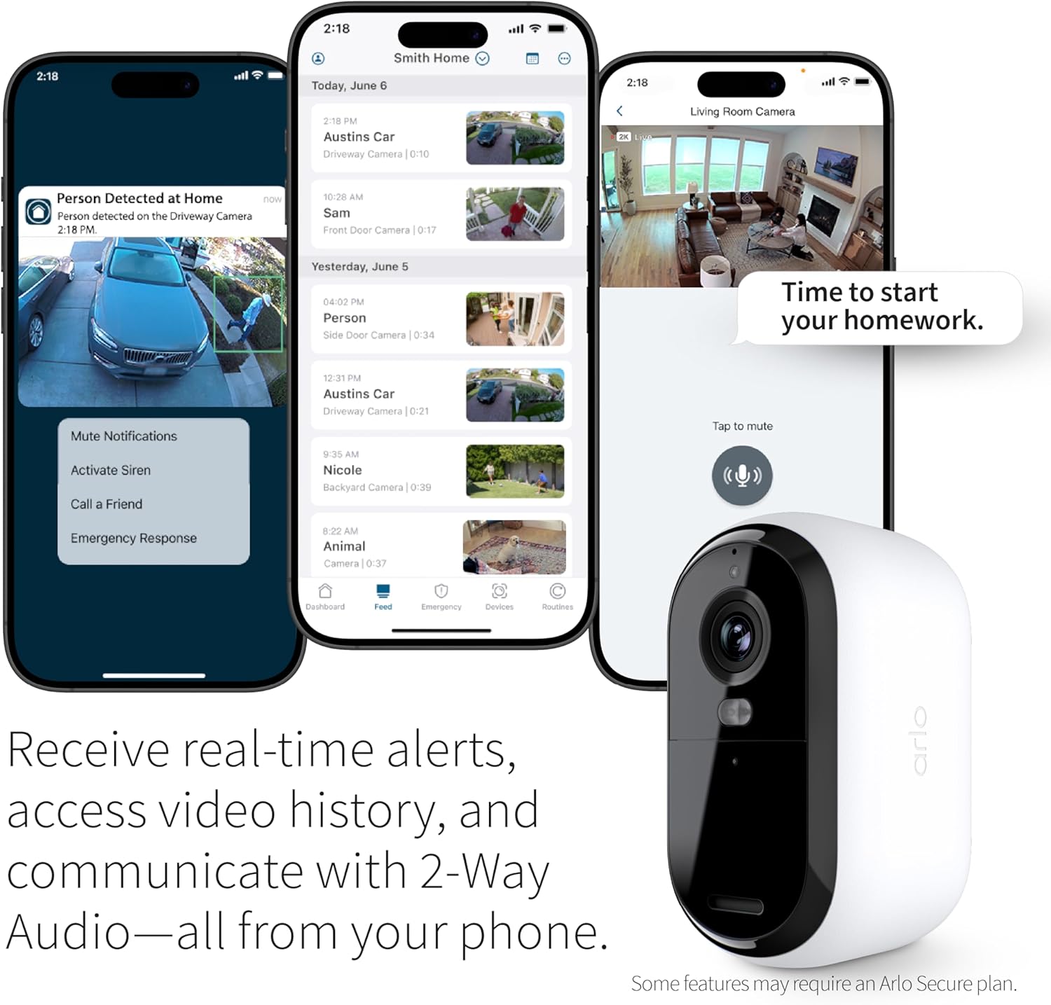 Arlo Essential Security Camera 2K | Outdoor-Indoor | 2nd Gen | Wireless with Spotlight, 2-Way Audio, Color Night Vision, Live Stream, Motion Activation, Real Time Notifications - White, 2 Camera - Image 4