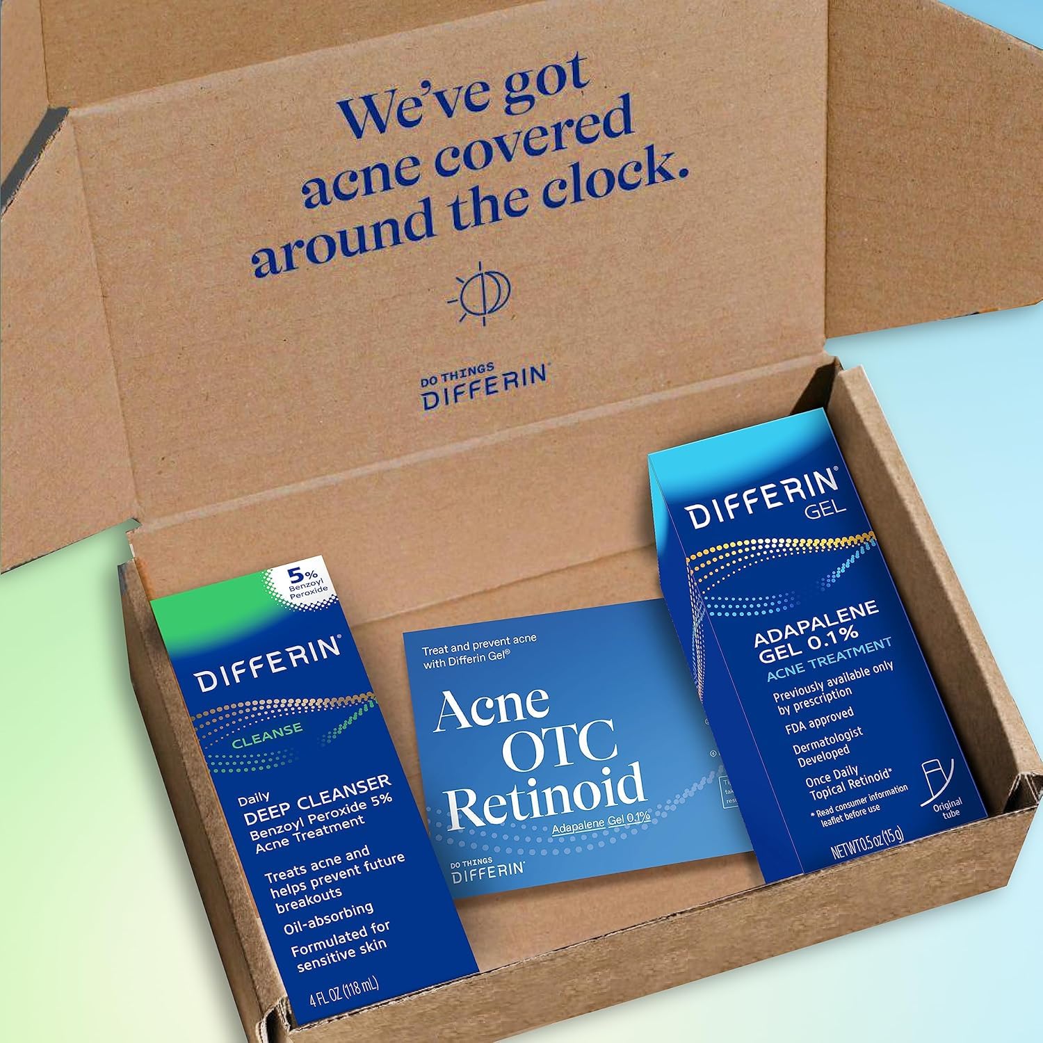 Differin Acne Skin Care Kit, Differin Gel Retinoid Acne Treatment for Face with 0.1% Adapalene & 5% Benzoyl Peroxide Face Wash & Body Wash, Designed for Pimple and Acne Prone Skin - Image 8