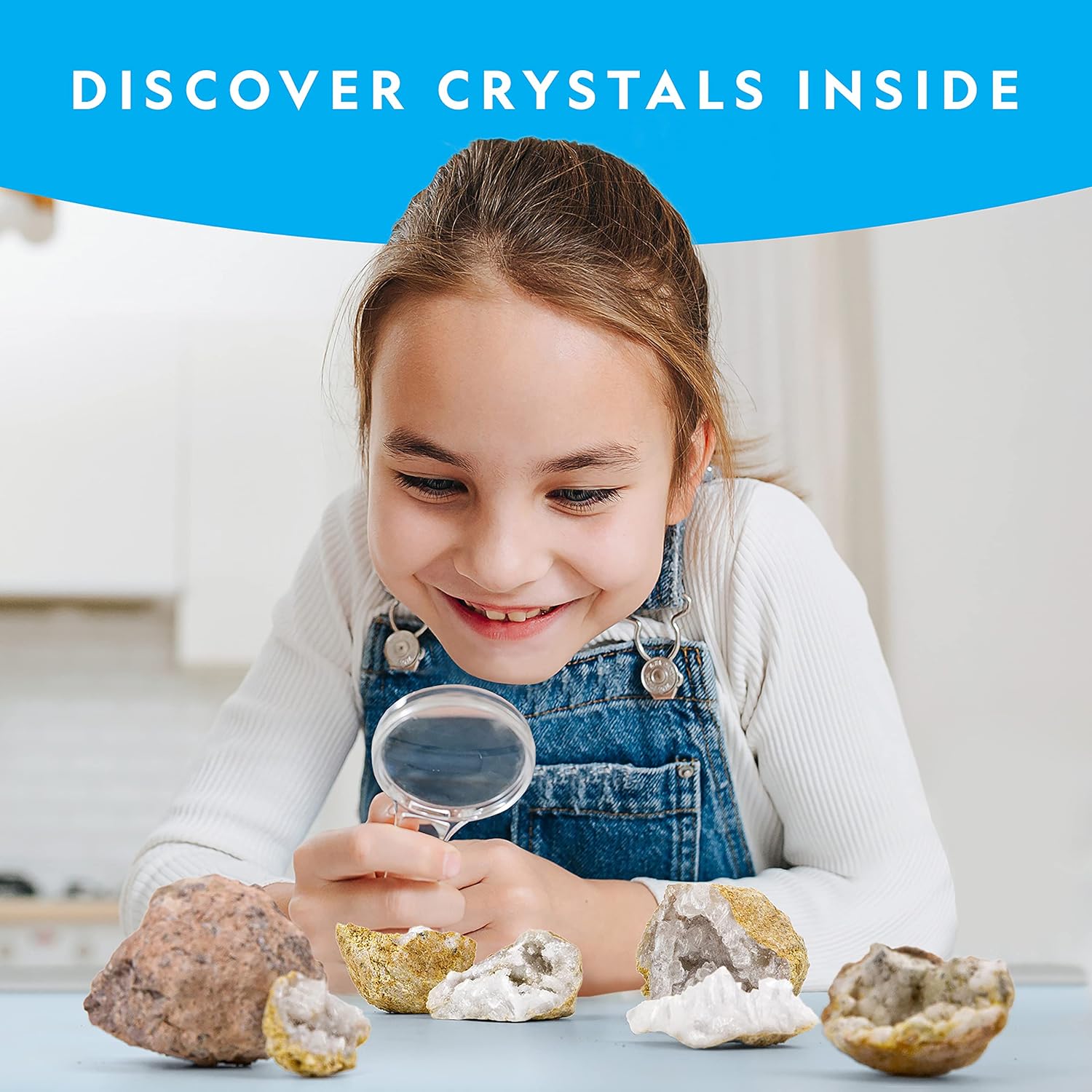 National Geographic Break Open 10 Premium Geodes – Includes Goggles & 2 Display Stands - Great STEM Science Kit, Geology Gift for Kids, Break Your Own Geodes with Crystals - Image 2