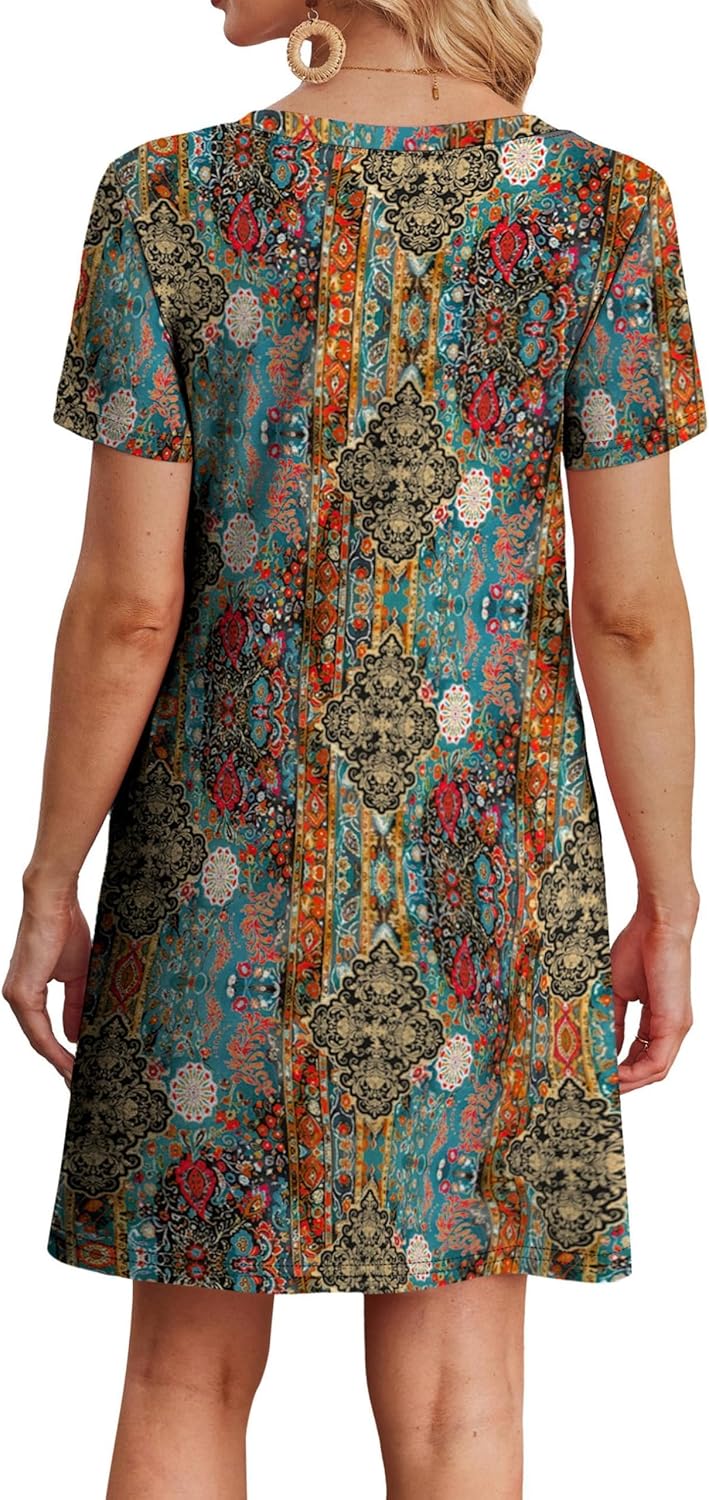 WIHOLL Dresses for Women Casual T Shirt Sun Dress Loose Fit with Pockets Beach Vacation Clothes - Image 4