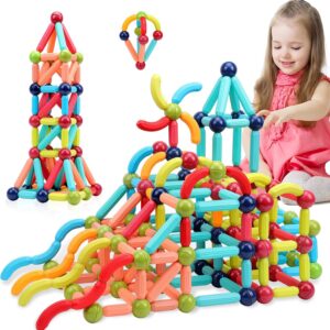 COUOMOXA Magnetic Building Blocks for Kids: Magnetic Stick Montessori Game for 3 4 5 Years Old Toddlers – STEM Starter Toy for Kids Age 3-5 Preschool – Birthday Gift for Boys Girls
