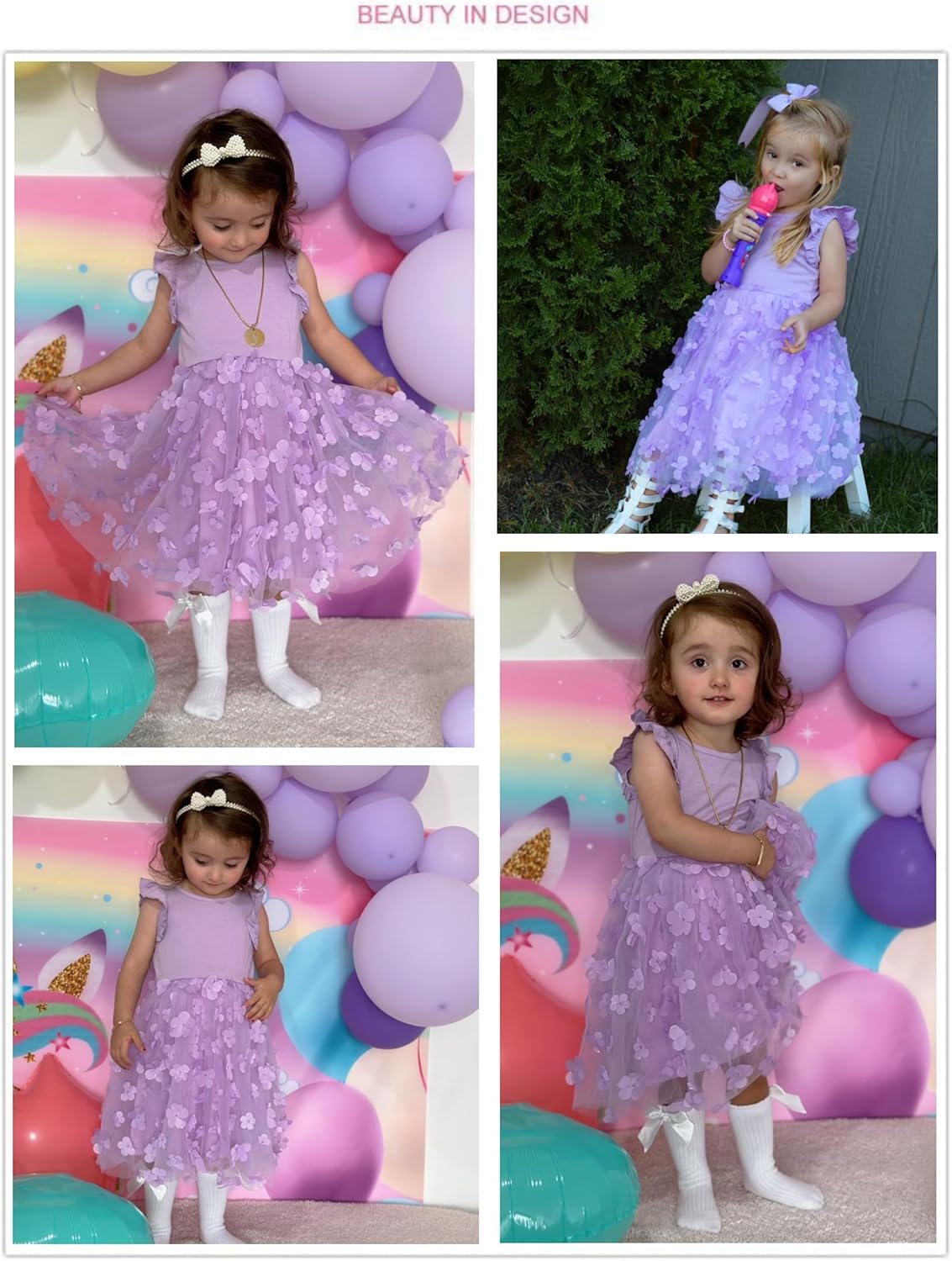 Flypigs Toddler Tutu Dress Girls Ruffle Tulle Dresses Cute Summer Party Princess Sundress for 2-7Y - Image 5
