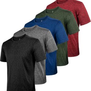 2&5 Pack Men’s Sports T Shirts,Crew Neck Breathable Quick-Dry Short Sleeve, Lightweight Gym Tee for Athletic Running Casual