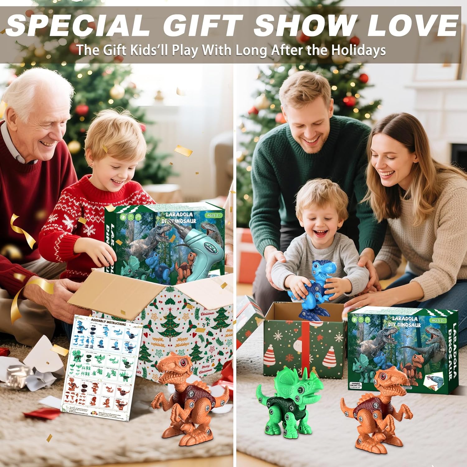 Laradola Dinosaur Toys for 3 4 5 6 7 8 Year Old Boys, Take Apart Dinosaur Toys for Kids 3-5 5-7 STEM Construction Building Kids Toy with Electric Drill, Party Christmas Birthday Gifts Boys Girls - Image 7