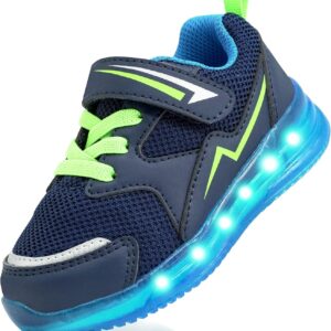 YESKIS Toddler Boys Girls Light Up Shoes LED Flashing Lightweight Mesh Breathable Adorable Running Sneakers for Toddler and Little Kid