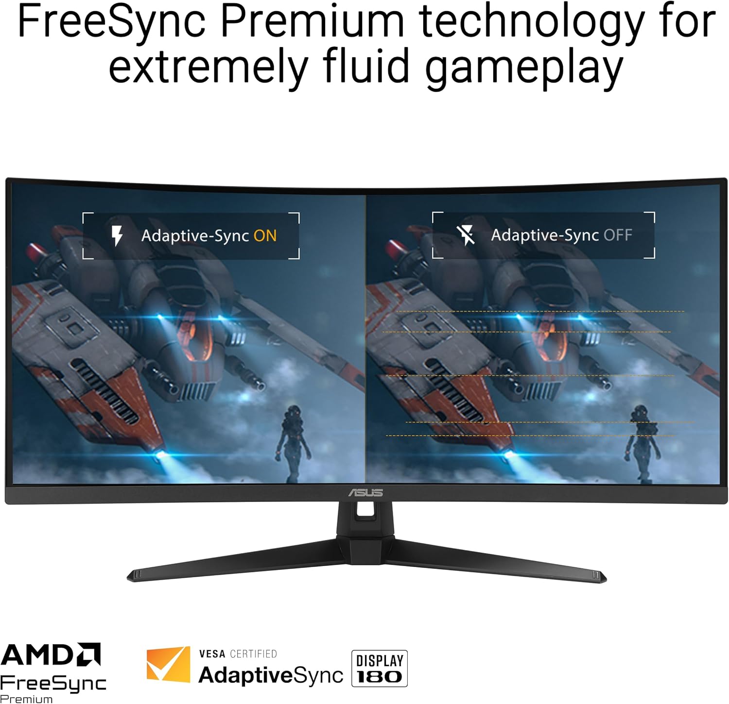 ASUS TUF Gaming 34” Ultra-Wide Curved Monitor (VG34VQ3B) – 21:9 QHD (3440x1440), 180Hz, 1ms, Extreme Low Motion Blur Sync, FreeSync Premium, Speaker, 90% DCI-P3, DisplayWidget Center, 3 yr Warranty - Image 4