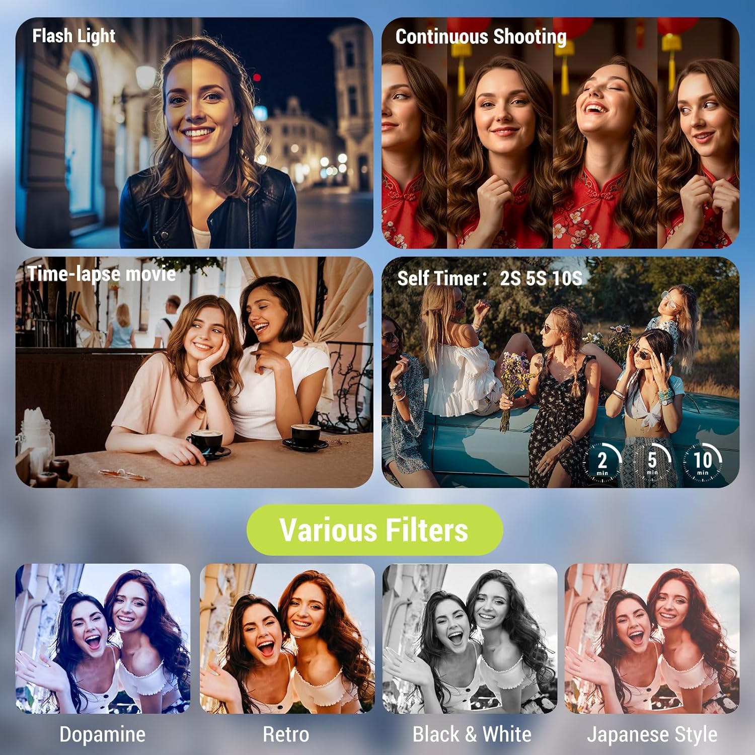 Digital Camera, 4K 64MP Cameras for Photography, 270°Flip Screen Vlogging Camera, Autofocus, Flash, 18X Zoom, 2 Batteries, 64GB Card, Point and Shoot Digital Cameras for Kids Teens, Black - Image 5