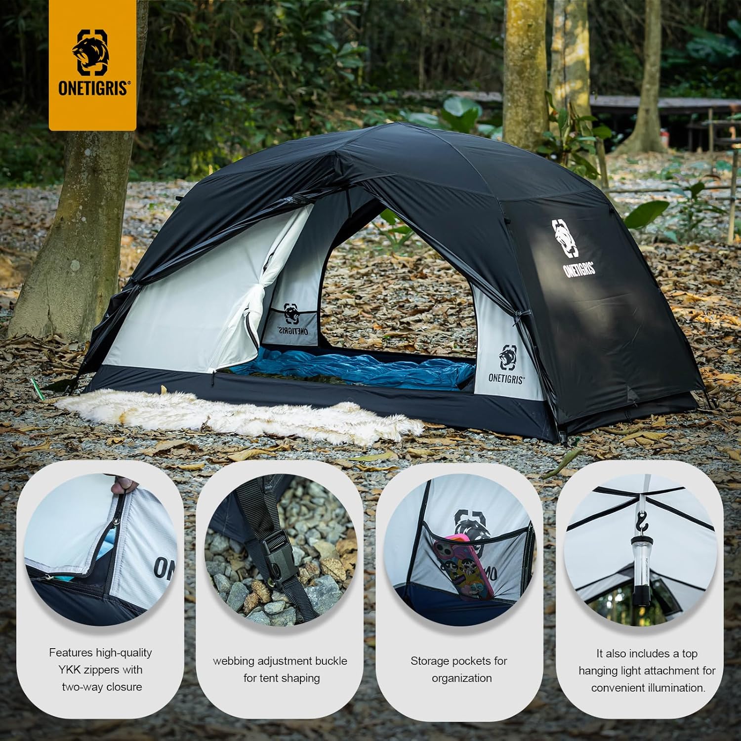 OneTigris Stella 4 Season Camping Tent Backpacking 2 Person Waterproof Lightweight Easy Setup Instant 3000mm Waterproof Rating Outdoor Hiking Tent - Image 7