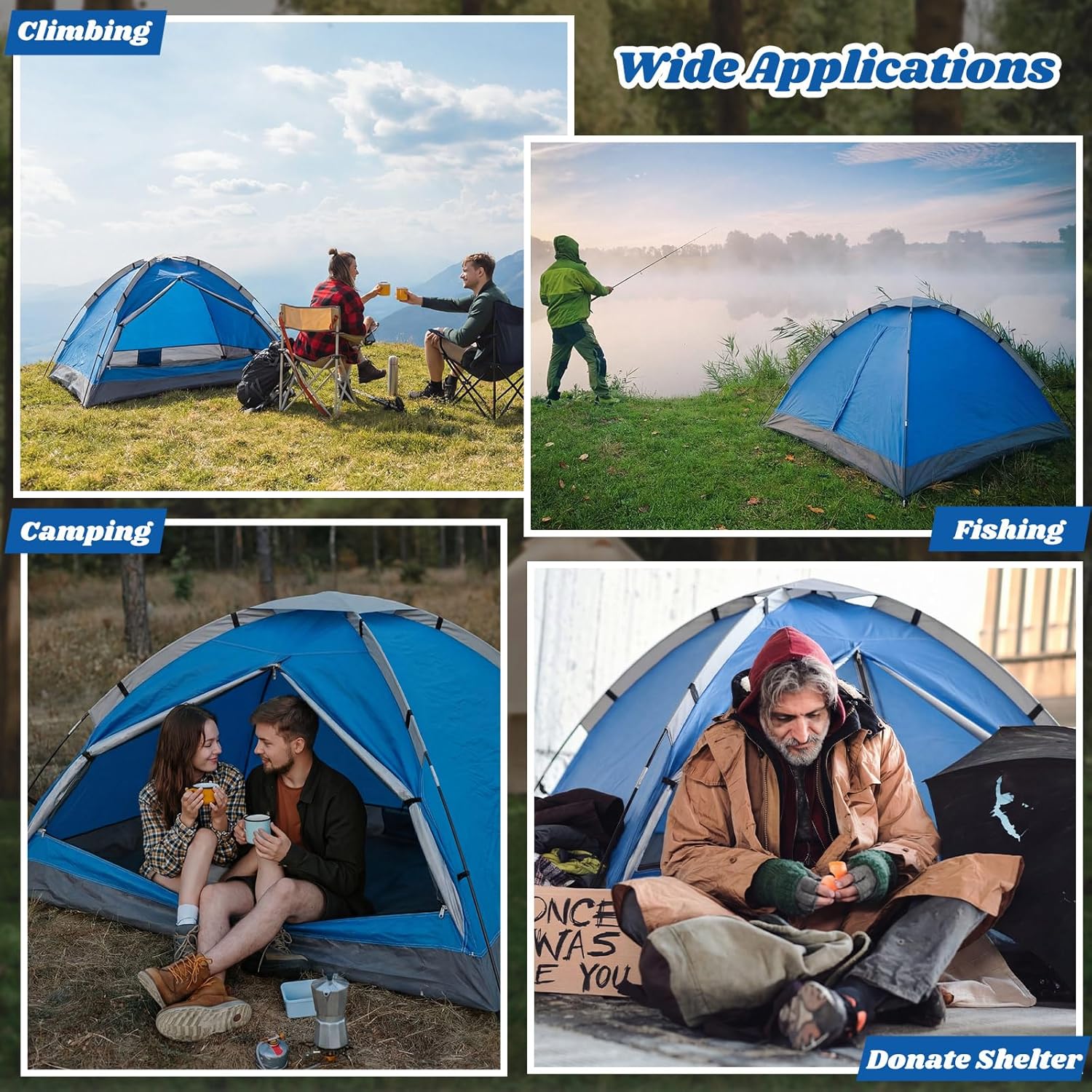 Woanger 12 Pack Bulk 2 Person Camping Tents for Homeless Lightweight Outdoor Tent with Rain Fly and Carrying Bag Waterproof Windproof Setup for Homeless Camping Backpacking - Image 3