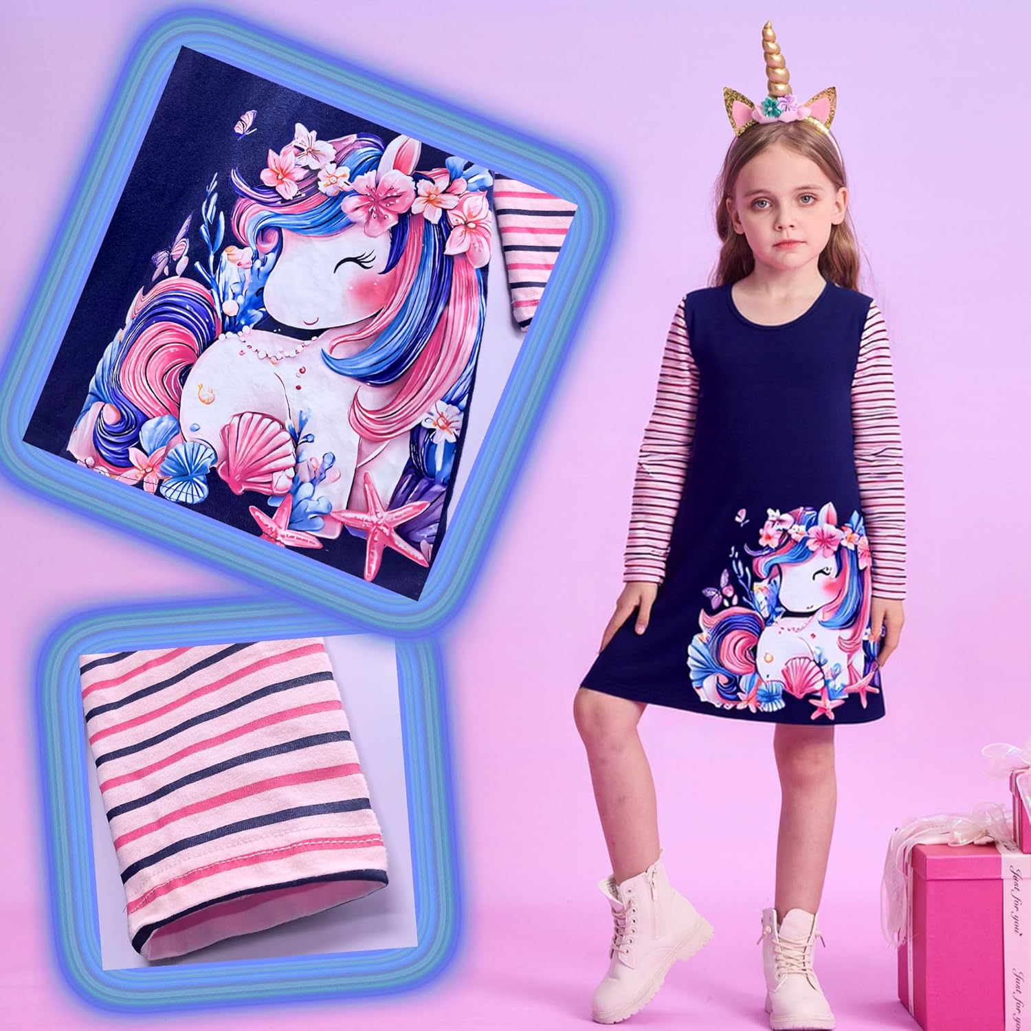 VIKITA Toddler Girls Dresses Winter Long Sleeve Girl Casual Clohtes for Kids 2-12 Years Xmas Gift - Image 3