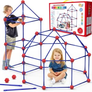 Fort Building Kit for Kids,STEM Construction Toys, Christmas & Birthday Gift for 4 5 6 7 8 9 10 11 12 Years Old Boys and Girls,Ultimate Creative Set for Indoor & Outdoors Activity,140 Pcs,Original