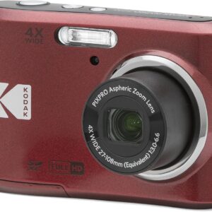 KODAK PIXPRO Friendly Zoom FZ45-RD 16MP Digital Camera with 4X Optical Zoom 27mm Wide Angle and 2.7″ LCD Screen (Red)
