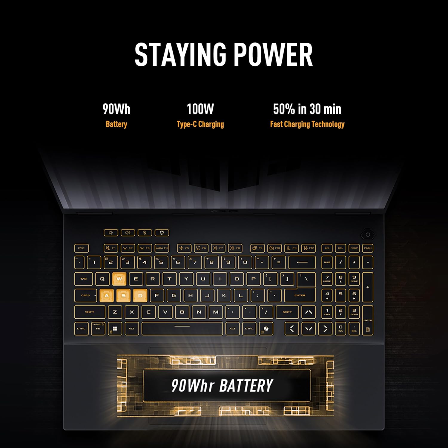 ASUS TUF Gaming F16 (2025) Gaming Laptop, 16” FHD+ 165Hz 16:10 Display, Intel® Core™ i5 Processor 13450HX, NVIDIA® GeForce RTX™ 5050, 16GB DDR5, 512GB PCIe Gen4 SSD, Wi-Fi 6E, Win 11 Home - Image 3