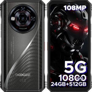 DOOGEE S118 Pro (2025) Rugged Phone 5G,10800mAh(33W) 24GB+512GB/2TB Rugged Smartphone Unlocked,DDR5,108MP+20MP Night Vision,6.6”FHD+120Hz Cell Phone,Dual SIM/Dual Unlock/NFC/GPS/OTG/WiFi 6