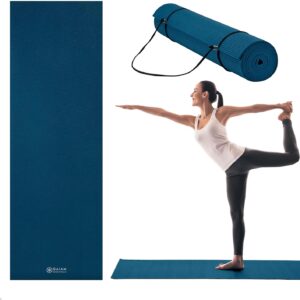 Gaiam Essentials 1/4″ Thin (6mm) Yoga & Pilates, Fitness & Exercise Mat with Easy-Cinch Carrier Strap Cusion Support For Fitness and Gym Workouts