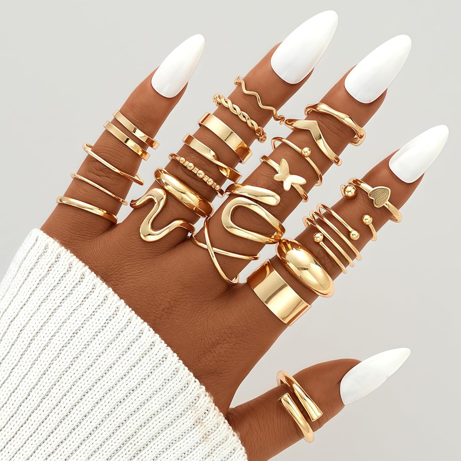 17 MILE 78 Pieces Gold Jewelry Set for Women, 9 Necklace, 24 Bracelet, 22 Earrings, 23 Knuckle Rings Gold Plated Jewerly set for Women Gift - Image 4