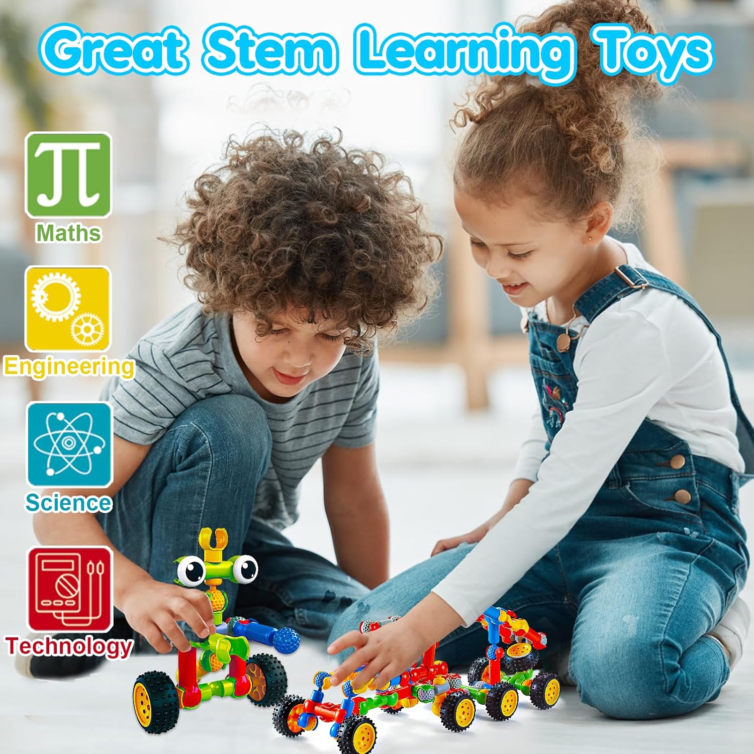 Kids STEM Building Toys for 3 4 5 6 7 8+ Year Old Boy Girl Birthday Gift, 125 Pcs Preschool Classroom Educational Building Blocks Stem Kits Activities Ages 3-5 4-8 5-7 6-8 Engineering Creative Games - Image 3