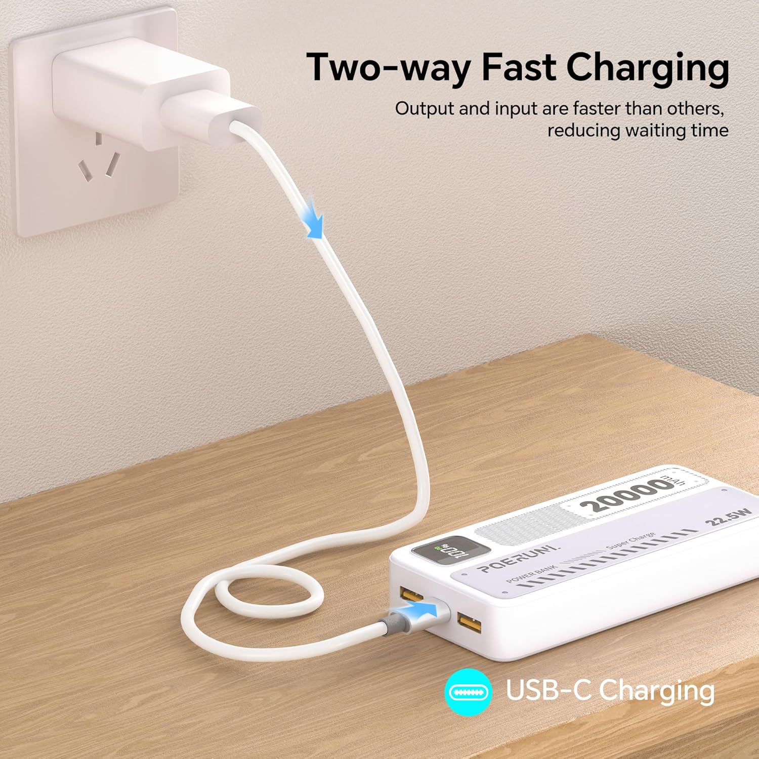 20000mAh Portable Charger with Digital Display - 22.5W Super Fast Charging, Compact Power Bank for iPhone, Android, Tablet, PSP | FAA Compliant Air Travel Safe - Image 5