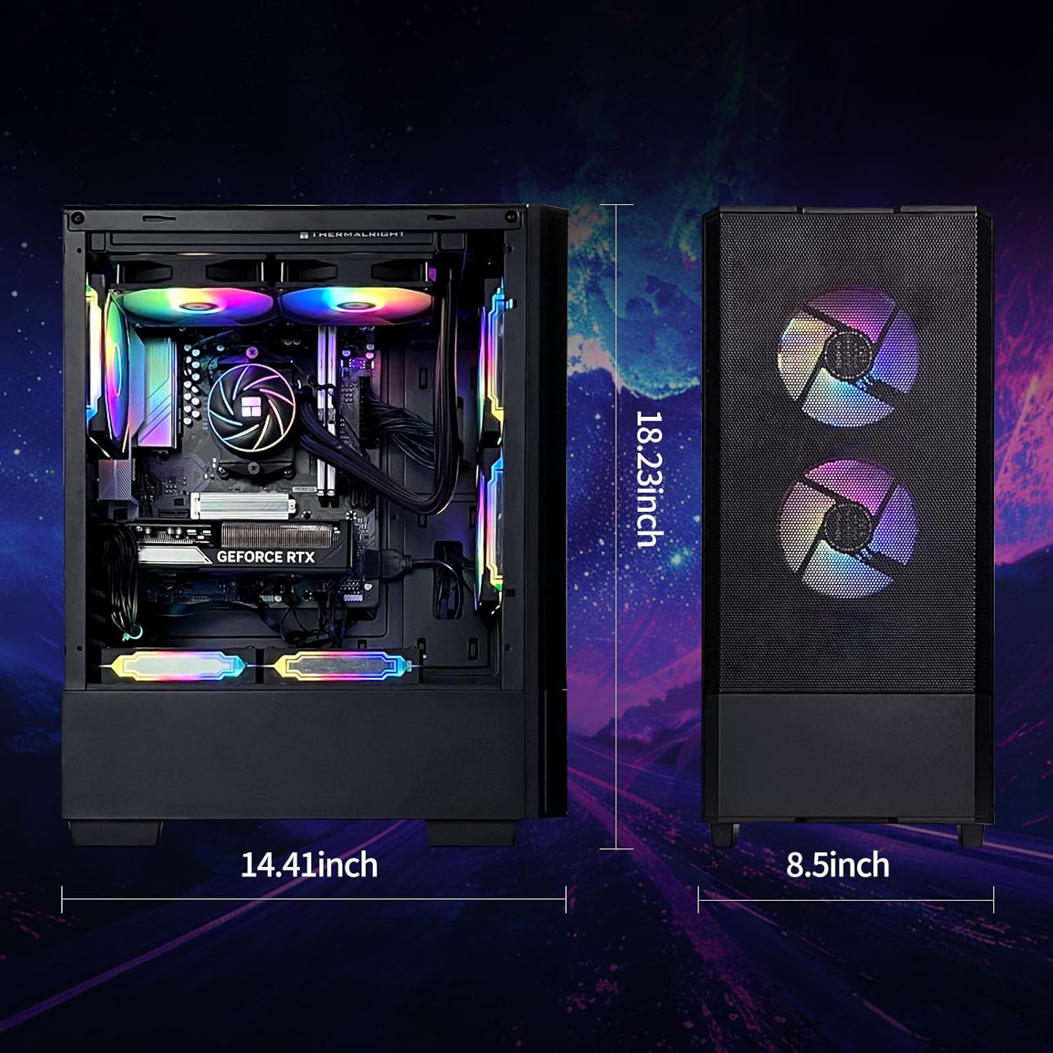 Gaming Desktop PC - AMD R5 9600X GeForce RTX 5060 8GB, 32GB DDR5 6000 RAM,1TB NVMe SSD,240mm Water Cooling&7 ARGB Fans, Prebuilt Gaming Computer - Image 7