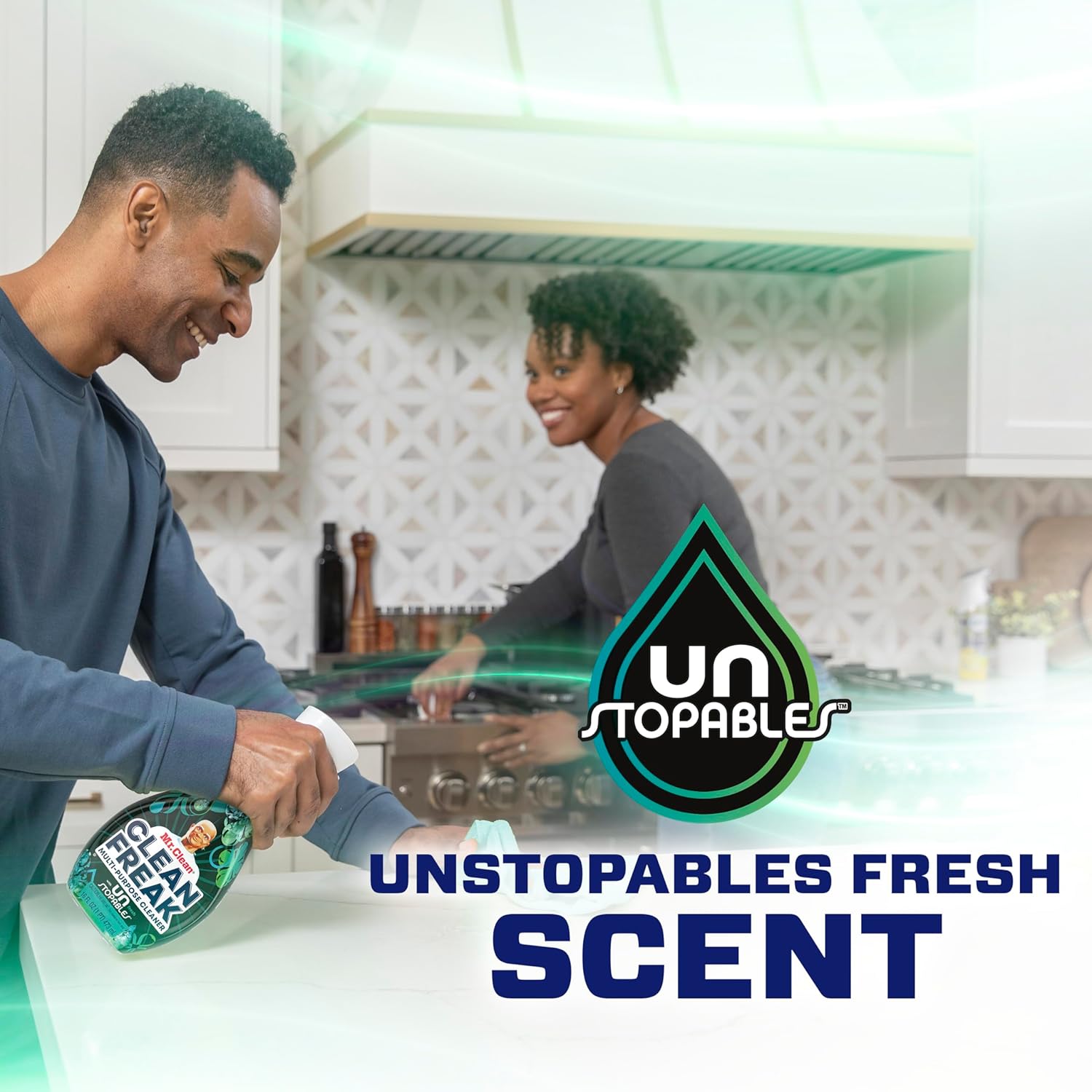 Mr. Clean Clean Freak Multi Surface Cleaning Spray, Deep Cleaning Mist Starter Kit and Refill Bundle, Unstopables Fresh Scent, 64 fl oz - Image 7