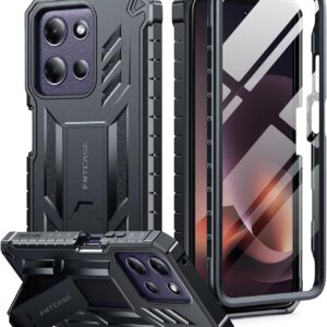 FNTCASE for Motorola Moto G-Power-5G-2026 Case: for Moto G Power 5G 2025 Case with Kickstand | Built-in Screen Protector Military Grade Drop Proof Protection Rugged Shockproof Protective Sturdy Black